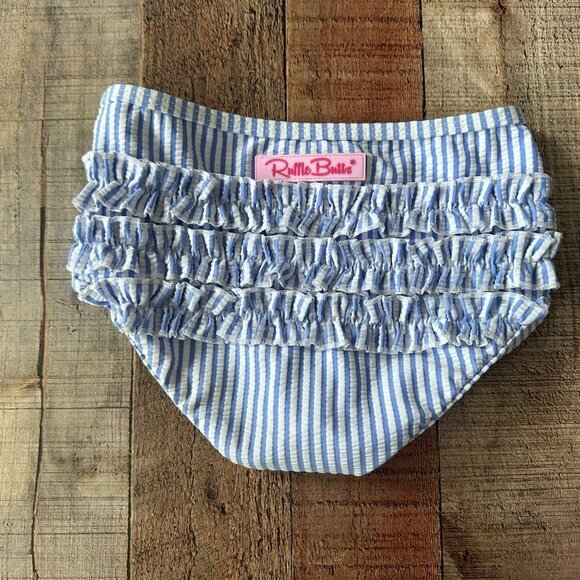 RuffleButts Girls Striped Ruffle Swim Bottoms Size 5 Blue White Polyester/Nylon - Picture 6 of 6
